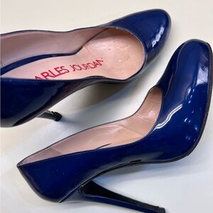 Charles Jourdan Blue Patent Leather Stiletto Heels